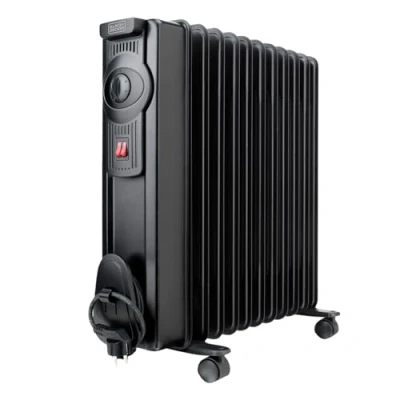 Image de BLACK+DECKER BXRA2300E Radiateur à bain d’huile 2300W, 11 éléments de 140mm, Thermostat réglable, 2 puissances, Système sécurité d’arrêt automatique en cas surchauffe, Noir