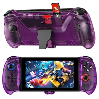 Image de NexiGo Gripcon à Effet Hall avec béquille et Sortie HDMI pour Le Dock TV, Joystick détection Switch/Switch OLED, Mode Portable, Ports USB 3.0 Pris en Charge 4K/1080P, Violet