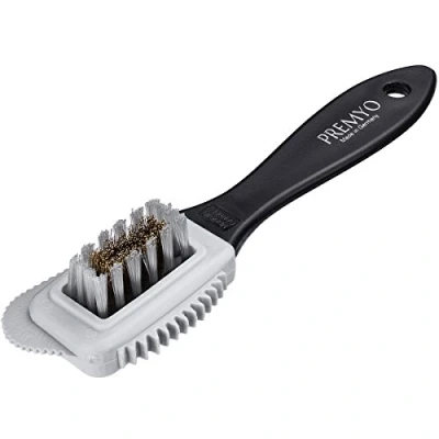 Image de PREMYO Brosse à Poils Laiton et Nylon Nettoyage Efficace Chaussures Daim Nubuck Suédé Cuir Pleine Fleur avec Manche Durable Bonne Prise en Main