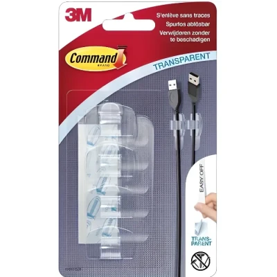Image de Command Petits clips câble ronds Transparents 17017CLR, 4 5 languettes