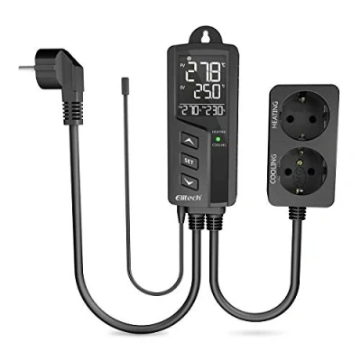 Image de Elitech Régulateur de Température Prise Thermostat Numérique avec Sonde Refroidissement Chauffage Contrôleur pour Aquarium Chauffe Eau Terrarium Reptile Incubateur Lamp Chauffant 220v