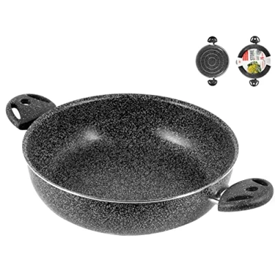 Image de Home Stone Sauteuse Antiadhérente avec 2 Poignées, Pierre, Anthracite, 28 cm