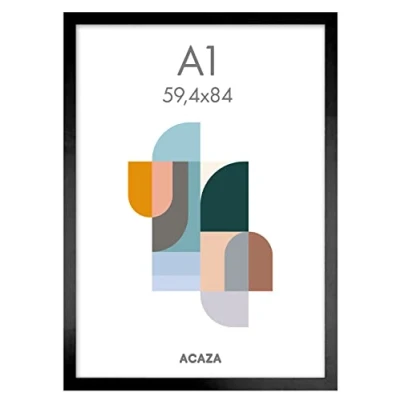 Image de ACAZA Cadre Photo Format A1 (59,4 x 84 cm) pour Photos, Affiches et Posters, Bois MDF, Noir, Avec Verre Acrylique