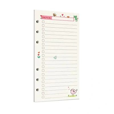 Image de Zelten Recharge de papier perforé multicolore 45 feuilles 90 pages Pour reliure à 6 trous Journal intime rechargeable (A6, Fairy Tale Todo List)