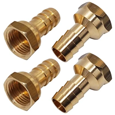 Image de SKIR&#039;CO Lot de 4 raccords en laiton cannelés femelles 1/2&quot; x 15 mm, adaptateur tuyau barbelé, connecteur queue tuyau, filetage BSP