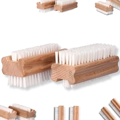 Image de ToolSpace 2x Brosse à ongles en Bois de Hêtre Poils Solides et Forts Nettoyer les laver mains Doigts soin Récurer pour la saleté, Manucure, Pédicure