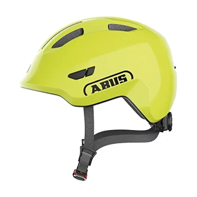 Image de ABUS Casque pour enfants Smiley 3.0 de vélo avec ajustement profond, designs adaptés aux &amp; place une tresse filles et garçons Jaune brillant, taille S