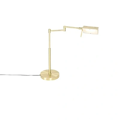 Image de Qazqa notia LED Dimmable Lampe de table bras articulé variateur inclus 1 lumière L 527 mm Doré/Laiton Moderne éclairage intérieur Salon I Chambre