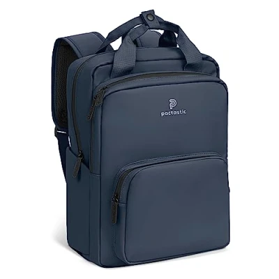 Image de Pactastic Sac à dos 3 compartiments avec poignée de transport léger 710 g en matériau technique végétalien imperméable 30 x 20 40 cm porte gobelet et compartiment pour