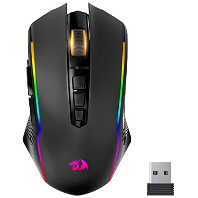 Image de Redragon Souris Gaming sans Fil, de Jeu PC Rechargeables avec 8000 PPP, Ergonomique, Programmable RVB Bouton Feu, 70 Heures pour Windows, Mac Gamer, Noir