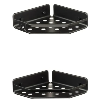 Image de TATAY 2 Pack Panier de douche d&#039;angle la Collection Serenity, en Aluminium, Couleur Noir, Dimensions 20 x 5.5 cm