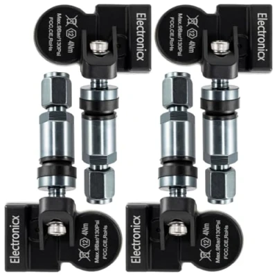 Image de Electronicx RDKS TPMS Lot de 4 capteurs pression des pneus Valve métallique Darkgrey compatible avec Sedici Baleno