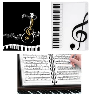 Image de YouYuer 2PCS Porte Partition,Porte Partition Chorale Guitare Piano,Dossier de Musique A4,Dossier Partitions,Dossier Rangement pour Partitions Musiciens Choeur(40 Pochettes/80 Pages)