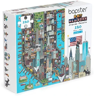 Image de Puzzle Enfant 5 Ans 8 Ans/Puzzle New York 180 Pieces dans Un Style Rétro Bits Fabriqué avec du Carton 100% Recyclé par bopster