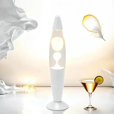 Image de Mini lampe à lave blanche, petite, mystérieuse, charmante, idée cadeau, G9 30 W avec interrupteur fil, ampoule incluse, d&#039;ambiance, rétro