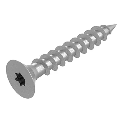 Image de SECCARO Lot de 250 vis à bois pour panneaux d&#039;aggloméré, 4 x 25 mm, en acier inoxydable V2A VA A2, avec filetage complet, TX/six pans creux