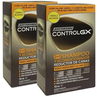 Image de Just for Men Control GX Grey Reducing 2 in 1 Shampoo &amp; Balsamo da uomo, 118 ml x uds Pack Promoo