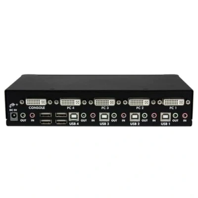 Image de StarTech.com Commutateur KVM 4 Ports DVI USB, Montage en Rack et Audio Switch 2560x1600 (SV431DVIUAHR)