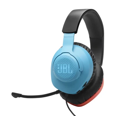 Image de JBL Quantum 100N, Casque Gaming Circum auriculaire Filaire, Micro Amovible, QuantumSURROUND Signature, Comfortable, compatibilité multiplateformes et Windows Sonic Spatial Sound, en Rouge Bleu