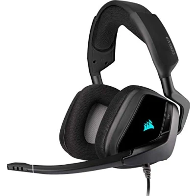 Image de Corsair VOID ELITE RGB USB Casque de Gaming Son surround 7.1, Microphone omnidirectionnel optimisé, Customisable Éclairage RGB, Maille microfibre coussinets, Armature aluminium Noir
