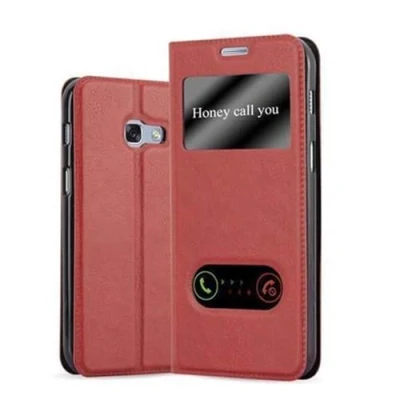 Image de cadorabo Coque pour Samsung Galaxy A5 2017 en Rouge Safran Housse Protection avec Stand Horizontal et Deux Fenêtres Portefeuille Etui Poche Folio Case Cover