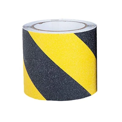 Image de Ruban adhésif de traction antidérapant Meilleure adhérence, friction, abrasif pour escaliers, sécurité, marchepied, intérieur, 15,2 cm x 4,6 m Extérieur (15,2 cm, jaune + noir)