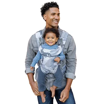 Image de Infantino Porte bébé Flip 4 en 1 Ergonomique Convertible Mode de Portage Confortable Sangles Rembourrées Ajustable Pour Bébés 3,6 à 14,5 Kilos Camouflage Bleu