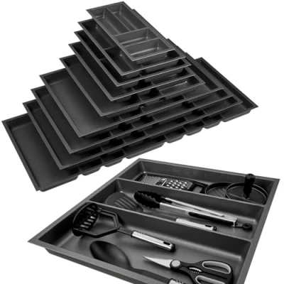 Image de ORGA BOX 3 Insert multifonctionnel Profondeur : 473 x Largeur 491 mm anthracite avec structure Canvas pour tiroirs de 60, par ex. dans les cuisines Nobilia/Noblessa à partir 08.2012.
