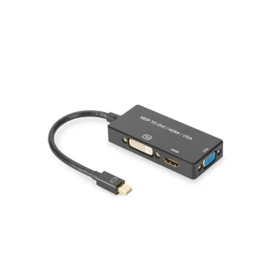 Image de DIGITUS Adaptateur Graphique Mini DisplayPort mDP vers DVI D + HDMI Type A VGA 4K Ultra HD 60Hz Noir