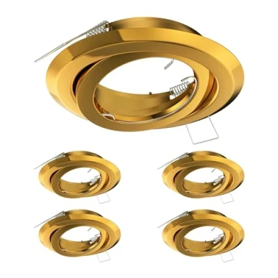 Image de ledscom.de 5 cadres d&#039;encastrement au plafond FABI, rond, pivotant, or brillant