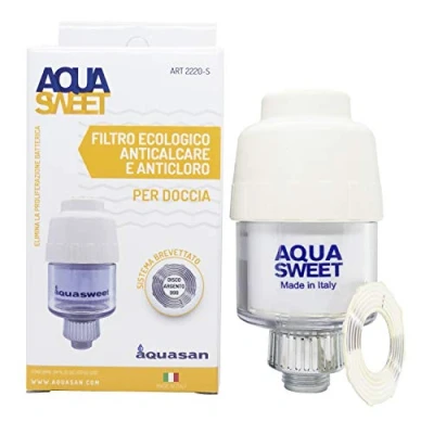 Image de Aquasan Aquasweet Filtre Antichlore Douche Purificateur Ajuster Ph Supprime Chlore Irritant Métaux Lourds D&#039;eau Remplacable Convient à Tout Robinet Flexible et Pommeau de