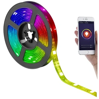 Image de Luminea Bande LED RVB USB connectée à commandes vocales 2 m Home Control