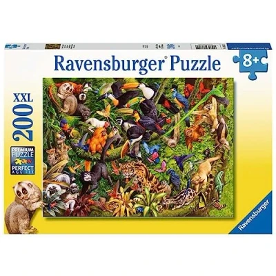 Image de Ravensburger Elefant,Tiger Jungle colorée Puzzle de 200 pièces pour Enfants à partir 8 Ans, 13351, Jaune