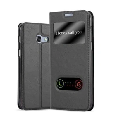 Image de cadorabo Coque pour Samsung Galaxy A5 2017 en Noir COMÈTE Housse Protection avec Stand Horizontal et Deux Fenêtres Portefeuille Etui Poche Folio Case Cover