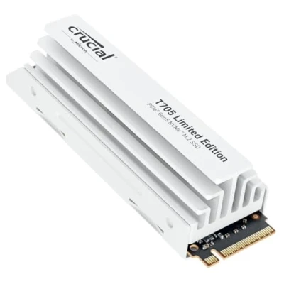 Image de Crucial T705 SSD 2To PCIe Gen5 NVMe M.2 Édition Limitée Interne Gaming avec Dissipateur Premium Blanc, jusqu’à 14.500Mo/s, Microsoft DirectStorage, Rétrocompatibilité 4.0 CT2000T705SSD5A