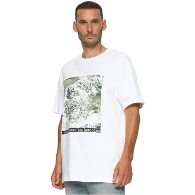 Image de Upscale by Mister Tee RAGE Against THE Machine Oversize Tshirt imprimé, Homme, Taille: Large, White