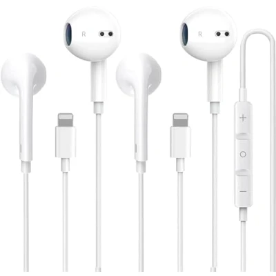 Image de Dairle Lot de 2 écouteurs intra auriculaires avec câble, certifiés MFi, compatibles iPhone 7/8/X/11/12/13/14 iPad, HEADPHONE L YCC