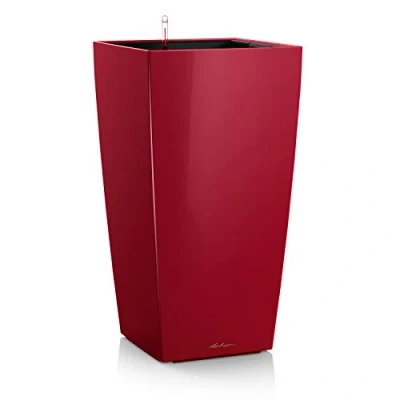 Image de Lechuza Pot de Fleurs d&#039;Interieur Premium Cubico Réserve d&#039;Eau Intégrée Coloris Rouge Scarlet 40 x 75 cm