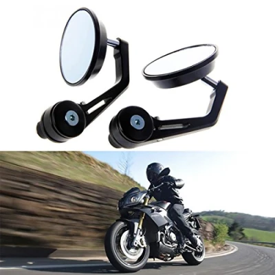 Image de KATUR Universal Motorcycle Rearview Mirror Noir Style rétro Vue latérale arrière Miroir Moto Guidon Fin Miroirs pour 7/8&quot; guidons 22mm