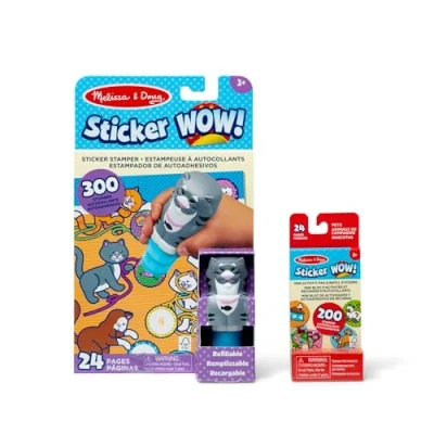 Image de Melissa &amp; Doug Sticker WOW Lot Chat 24 Pages, estampeuse, Mini Bloc d’activités, 500 Autocollants, Art et Bricolage, Jouet à Manipuler, Personnage Collectionner, 50943, Multi