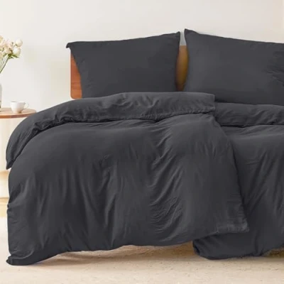 Image de Dreamzie 2 Housses de Couette 135x200 cm avec Taies d&#039;oreiller 80x80 Gris Foncé Parure Lit en 100% Microfibre Certifié sans Produits Chimiques (Oeko TEX)