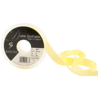 Image de Berisfords 3501 Ruban en Satin Double Face 20 m x 15 mm, Jaune Citron