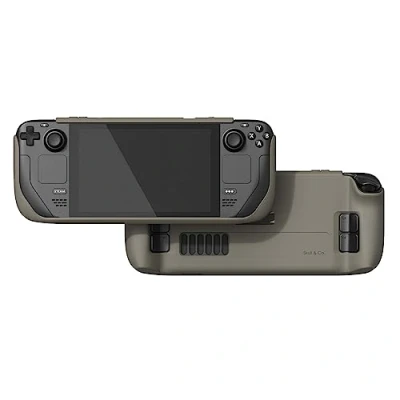 Image de Skull &amp; Co. GripCase SD for Steam Deck and OLED: A Soft Protective Case with Textured Grips Full Protection Stand, Shock Absorption Non Slip Anti Scratch Cover Design Coyote Gray