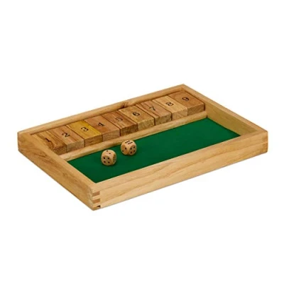 Image de Relaxdays 10023500 Shut The Box 9 Lot de 2 Cubes en Bois et Plateau Cube pour Minimum Joueurs ClASSique Naturel/Vert Version Allemande
