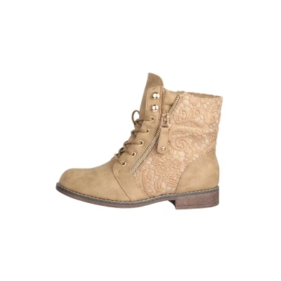 Image de Elara Herbst Bottines à lacets, Femme, Taille: 41, Khaki Matière synthétique