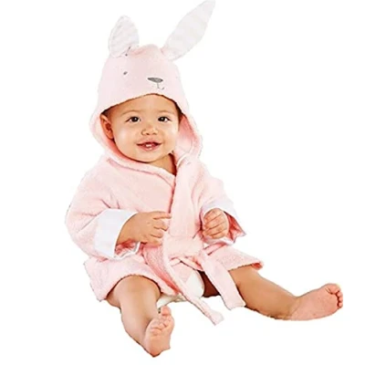 Image de Enfants bébé garçon/fille peignoirs, peignoir à capuche, motif animal doux capuche peignoirs en coton pour 0 6 ans, #C, 18 24 mois