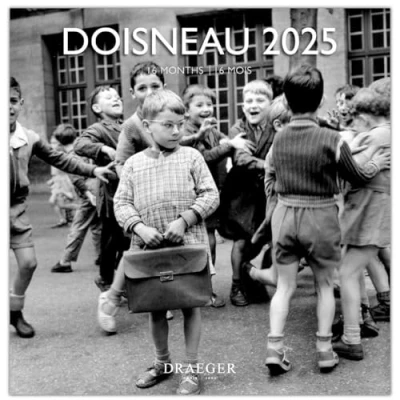 Image de DRAEGER PARIS Grand Calendrier Mural 29x29 cm 2025 7 langues Septembre 2024 à décembre 12 photographies disponible dans plusieurs thèmes Doisneau Note rendez vous, anniversaires