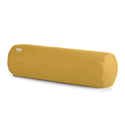 Image de basaho Traversin de Yoga Coton Bio (certifié OCS) Coques Sarrasin Housse Amovible et Lavable Bolster (Jaune Moutarde)