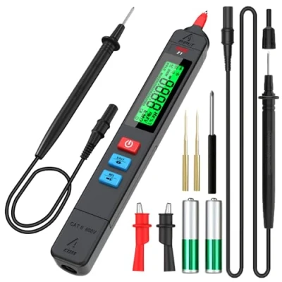 Image de BSIDE Z1 Kit Testeur de Tension Sans Contact Unipolaire Multimètre Automatique avec Pinces Crocodiles, Pointes d’extension, Câble Test 2m, Ohm Continuité Phase Capacité Diode