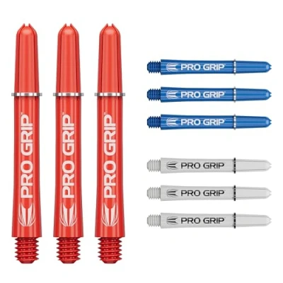 Image de Target Darts Pro Grip Shafts Set of 9 3 Colours, Blue/White/Red Intermédiaire, 41mm Dart Stems, Accessoires de fléchettes Professionnels, 2BA Shaft Multipack avec Anneaux